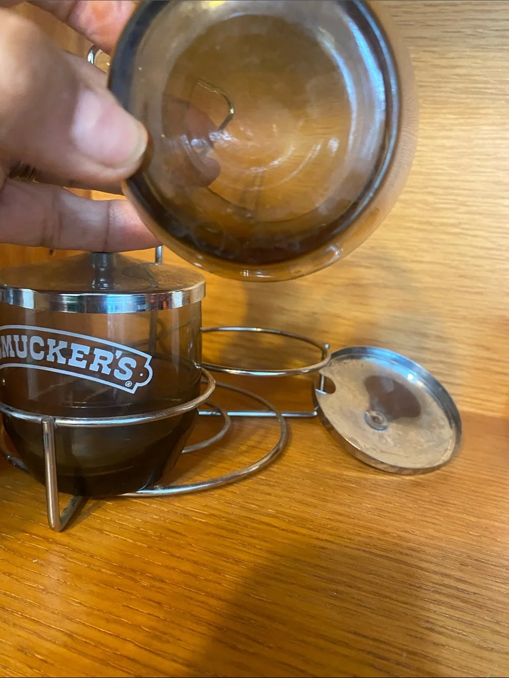 Smucker’s jelly jars and Caddy.